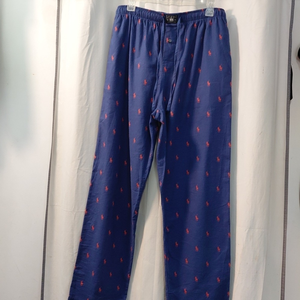 Polo Ralph Lauren Sleepwear Mens Pants Blue Red Allover Pony Print Cotton
